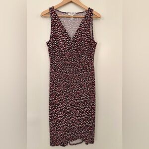 White House Black Market Floral Midi Dress - Black and Red